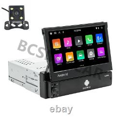 1 Din 7 in Car Wireless For Apple CarPlay Android Auto Radio Retractable Screen