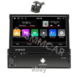 1 Din 7 in Car Wireless For Apple CarPlay Android Auto Radio Retractable Screen