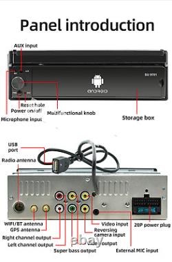 1 Din 7 in Car Wireless For Apple CarPlay Android Auto Radio Retractable Screen
