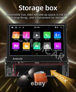 1 Din 7 in Car Wireless For Apple CarPlay Android Auto Radio Retractable Screen