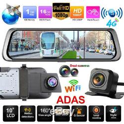 10 IPS Touch Screen Bluetooth WiFi 4G Android Car DVR Camera ADAS GPS Navi FHD