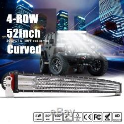 12D 4 Row LED Light bar Curved 52Inch 3000W Spot Flood Combo off road 50 42'