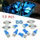 13x Pure Blue Led Lights Interior Package Kit For License Plate Dome Lamp Bulbs