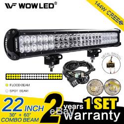 144W CREE LED Combo Offroad Driving Work Light Bar ATV Truck 4X4 + Wiring Kit