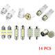 14pcs Led Light Interior Package Map Dome License Plate Indicator Bulb Lamps Kit