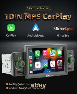 1Din 5in Car MP5 Player Stereo Radio Bluetooth FM TF USB Android Auto Head Unit