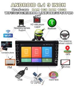 1Din Car Multimedia Player 9in Stereo Video GPS WiFi Radio Android 8.1 With Camera