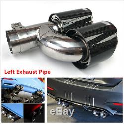 1x 63mmIn 89mm Out Car Dual Pipe Left Exhaust Pipe Tail Muffler Tip Carbon Fiber