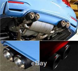 1x 63mmIn 89mm Out Car Dual Pipe Left Exhaust Pipe Tail Muffler Tip Carbon Fiber