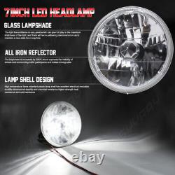 2X 7 Inch LED Headlight Light Bulbs White 6000K For Land Rover Defender