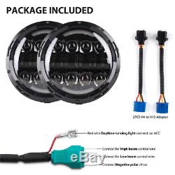 2x 7''Round Cree Dual color LED Headlight High Low Beam For JEEP Wrangler