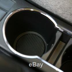 2x Black Car Vehicle Water Cups Slot Non-Slip Carbon Fiber Look Mat Accessories