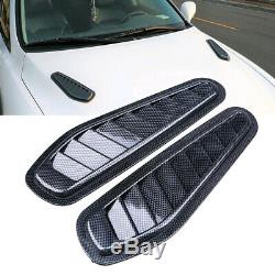 2x Car Hood Scoop Carbon Style Bonnet Air Vent Decorative Accessories Plastic