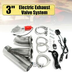 3'' 76mm Electric Exhaust Catback Downpipe E-Cut Cutout Valve Kit Remote System