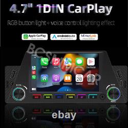 4.7in 1 Din Stereo Car Radio BT FM Dual USB For Apple CarPlay Mirror Link Camera