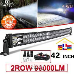 42''Inch 1080W Curved/Straight 12D LED Work Light Bar Combo Car SUV Boat 12V 24V