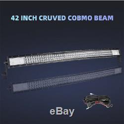42 Inch Curved Led Work Light Bar Spot Flood Combo Driving Lamp +Wiring Harness
