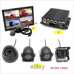 4CH Car DVR MDVR Video Recorder 7 Car LCD Monitor + 4 x Night vision Camera