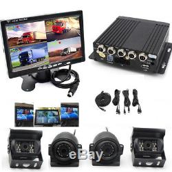 4CH Car Vehicle DVR Video Recorder Box +7 Monitor+4x Night Vision Camera Video