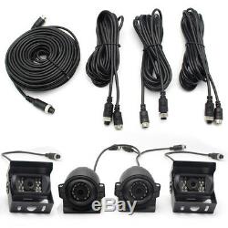 4CH Car Vehicle DVR Video Recorder Box +7 Monitor+4x Night Vision Camera Video