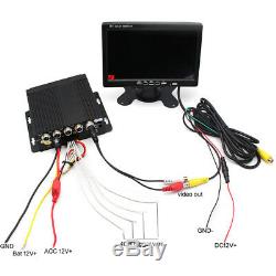 4CH Car Vehicle DVR Video Recorder Box +7 Monitor+4x Night Vision Camera Video