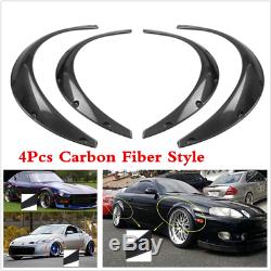 4Pcs Carbon Fiber Style Car Body Fender Flares Kit Flexible Durable Polyurethane