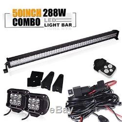 50 288w LED Light Bar Combo+Pair 4 Lamp+Wiring Kit For Mitsubishi L200 2004