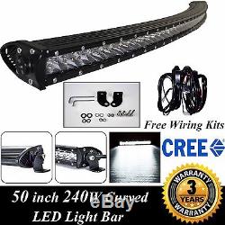 50 Inch CREE Curved LED Light Bar 240W Spot Flood Beam Truck ATV 4 x 4 Offroad