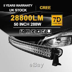 50INCH Driving Lamp 288W Flood/Spot Combo Light Curved LED Light Bar SUV Truck