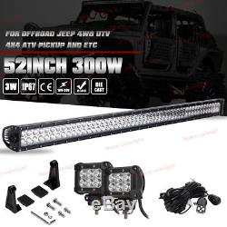 52 LED Light Bar+ 2x 18W Lamp+ Wiring For Land Rover Defender Jeep Wrangler