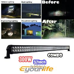 52 LED Work Light Bar Flood Spot Light Lamp Off-road Truck 4WD ATV IP68 300W