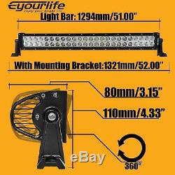 52 inch Curved Led Light Bar 300W Spot Flood Combo Beam Driving Lamp Cree ATV