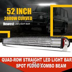 52inch 3000W Curved Led Spot Flood Combo Quad Row Light Bar For Ford F150 50/54