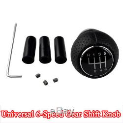 6 Speed Universal Car Manual Gear Shift Knob Shifter Stick Lever Black Leather