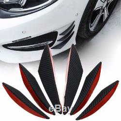 6pcs Carbon Fiber Front Bumper Body Fins Spoiler Canards Splitter-Kit Universal