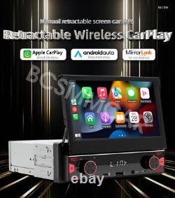 7 Flip-Out Single 1 Din Car Stereo Head Unit For Apple Carplay FM AUX USB RDS