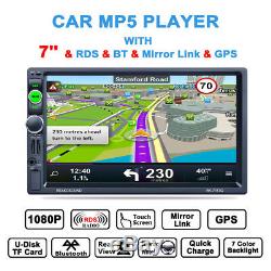 7 HD 2Din Car Radio MP5 Player Bluetooth Touch Screen GPS Navigation USB FM+MAP