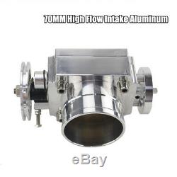 70MM High Flow Intake Aluminum Manifold Billet Throttle Body Silver Universal