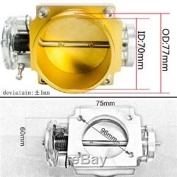 70MM High Flow Intake Aluminum Manifold Billet Throttle Body Silver Universal