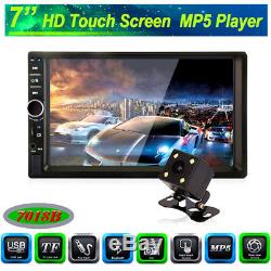 7Car Stereo Radio Double 2 DIN BTMP5 Player Touch Screen+Camera FM AUX