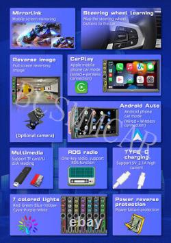 7in Touch Screen Car Stereo Radio Player For For Apple Carplay Android Auto Cam