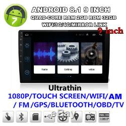 9 2DIN Android 8.1 Quad-core RAM 2GB ROM 32GB Car Stereo Radio GPS Wifi 3G4G BT