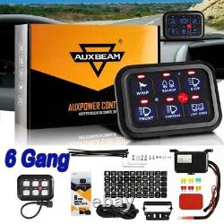 AUXBEAM 12V 6 Gang Control Panel LED On off Toggle Switch System For Car Boat