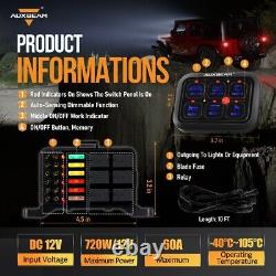 AUXBEAM 12V 6 Gang Control Panel LED On off Toggle Switch System For Car Boat