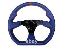 Blue Aftermarket 350mm D1 Steering Wheel + NEO CHROME BN Quick Release boss