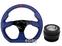 Blue Aftermarket 350mm D1 Steering Wheel + Quick Release boss BKB
