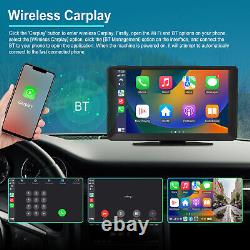 Car DVR Dash Cam Radio Wireless Carplay Android Auto Portable 9in Monitor BT FM