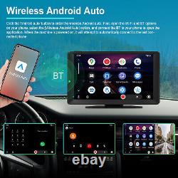 Car DVR Dash Cam Radio Wireless Carplay Android Auto Portable 9in Monitor BT FM