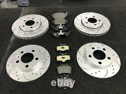 For Range Rover P38 95-02 Front & Rear Drilled Grooved Brake Discs & Mintex Pads