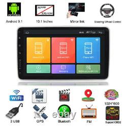GPS Double Din Rotatable 10.1in Android 9.1 Car Radio Stereo WiFi Mirror Link